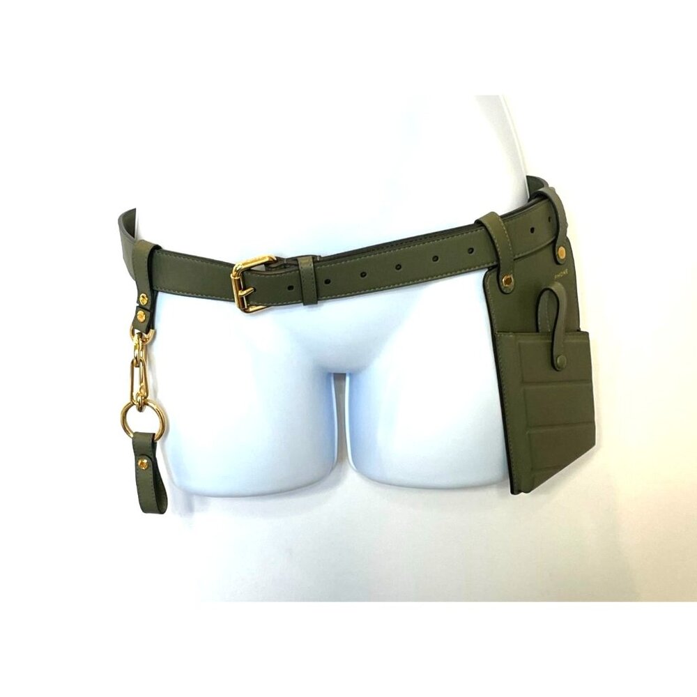 Fendi Vitello Glacier Utility Belt Olive Green Olive Green Leather Gold Accents - Picture 5 of 13